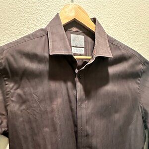 Men's Thomas Dean Long Sleeve Dress Shirt, Size XL. Brown